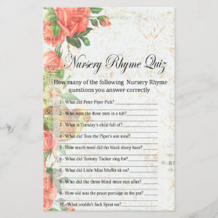 Jeu de quiz de la comptine de la rose vintage pour