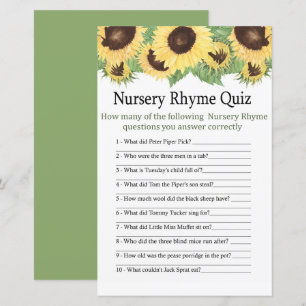 Jeu de quiz de rime de nurserie de tournesol baby 