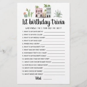 Jeu de quiz modifiable pour 1er anniversaire