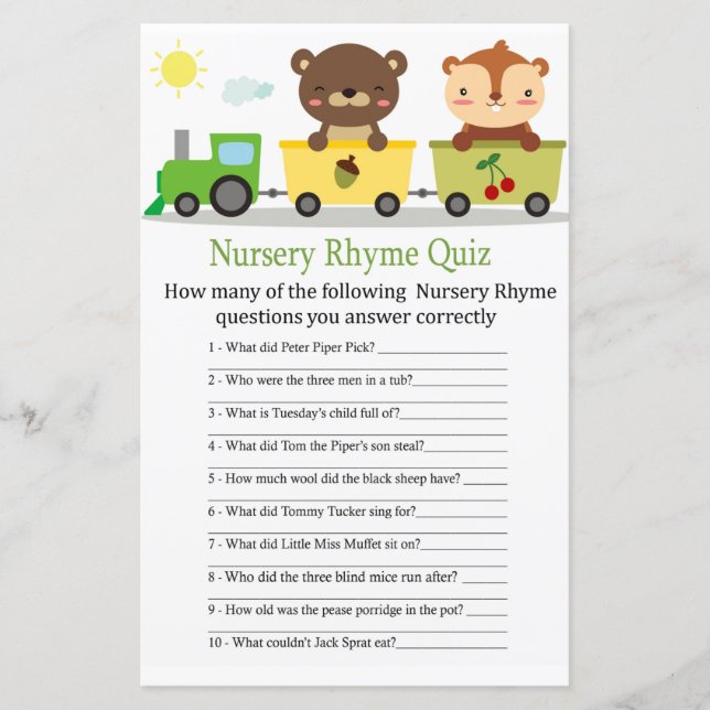 Jeu de quiz sur la comptine des animaux en train p (Devant)