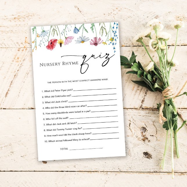 Jeu de quiz sur la rime de la crèche fleur sauvage (Créateur téléchargé)