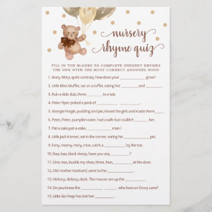 Jeu de quiz sur les comptines de la nurserie Ourso