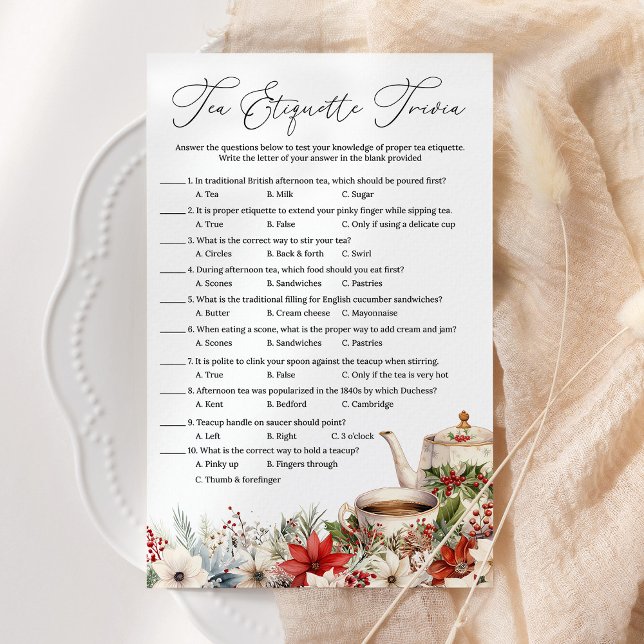 Jeu de quiz sur l'étiquette du thé pour la fête de (Créateur téléchargé)
