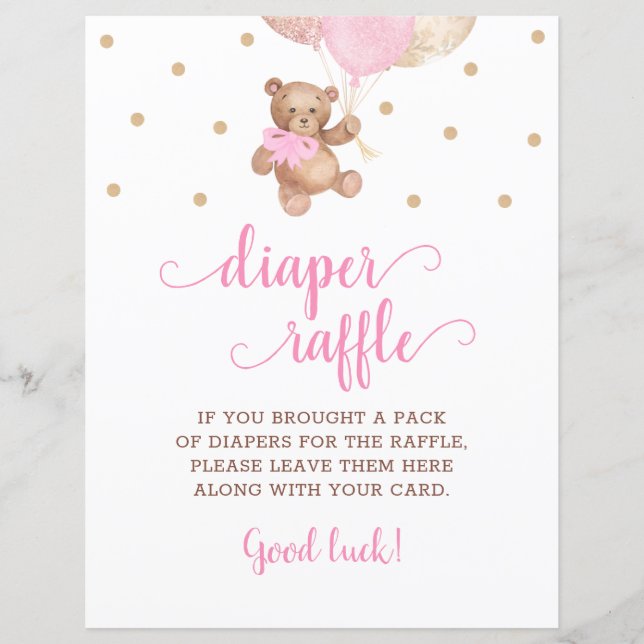 Jeu De Raffin Teddy Bear Rose Et Gold Diaper (Devant)