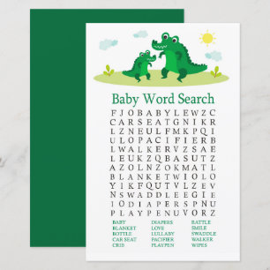 Jeu de recherche Baby shower de mot d'alligator mû
