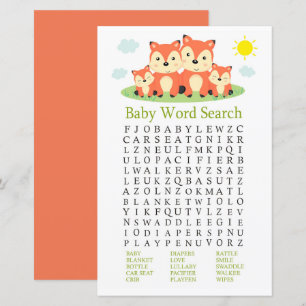 Jeu de recherche Baby shower Fox