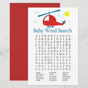 Jeu de recherche Baby shower Word de l'hélicoptère