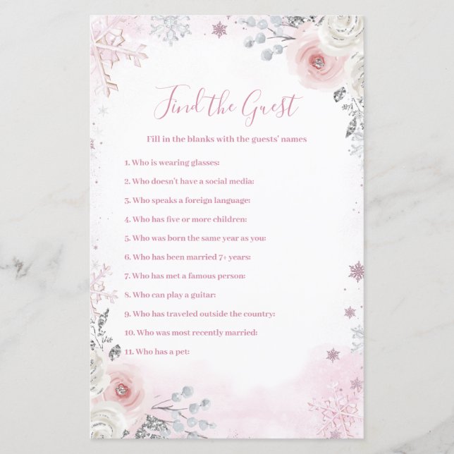 Jeu de recherche de l'invité Flocon de neige rose  (Devant)