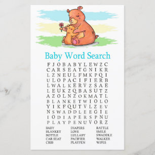 Jeu de recherche de mot Baby shower d'ours