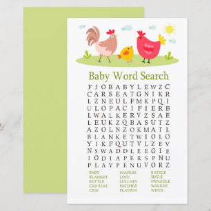 Jeu de recherche de mot de Baby shower de poulet