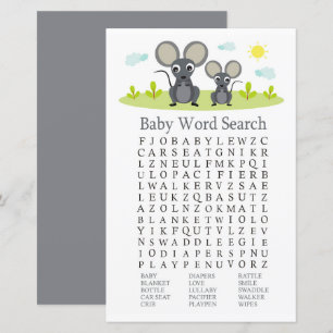 Jeu de recherche de mot de Baby shower souris