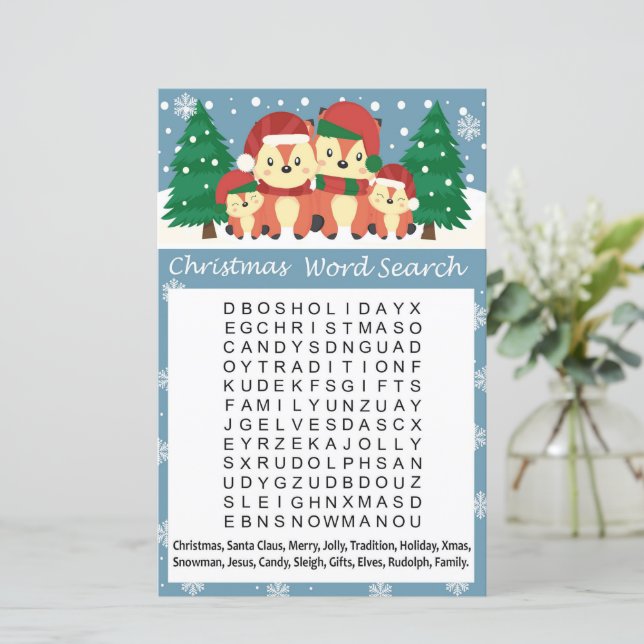 Jeu de recherche de mot pour Noël de renard d'hive (Debout devant)