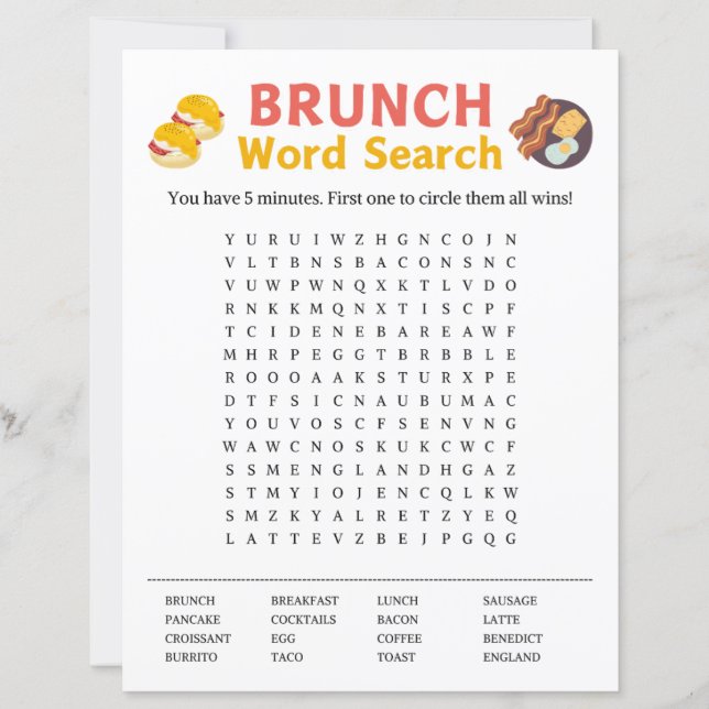 Jeu de recherche de mots Brunch (Devant)