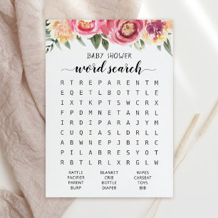 Jeu de recherche de mots Carte de fête Baby Shower