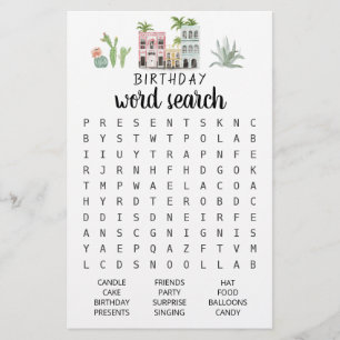 Jeu de recherche de mots d'anniversaire Fête d'ann
