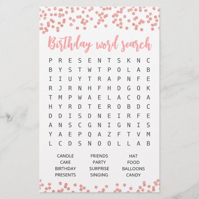 Jeu de recherche de mots d'anniversaire Fête d'ann (Devant)