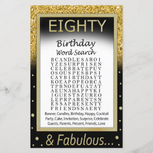 Jeu de recherche de mots d'anniversaire huit