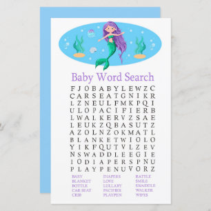 Jeu de recherche de mots de Baby shower Mermaid