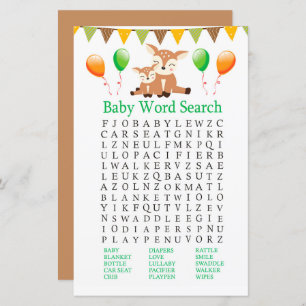 Jeu de recherche de mots de Baby shower mignon