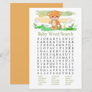 Jeu de recherche de mots de Baby shower Tiger mign