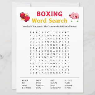 Jeu de recherche de mots de boxe