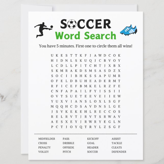 Jeu de recherche de mots de football (Devant)