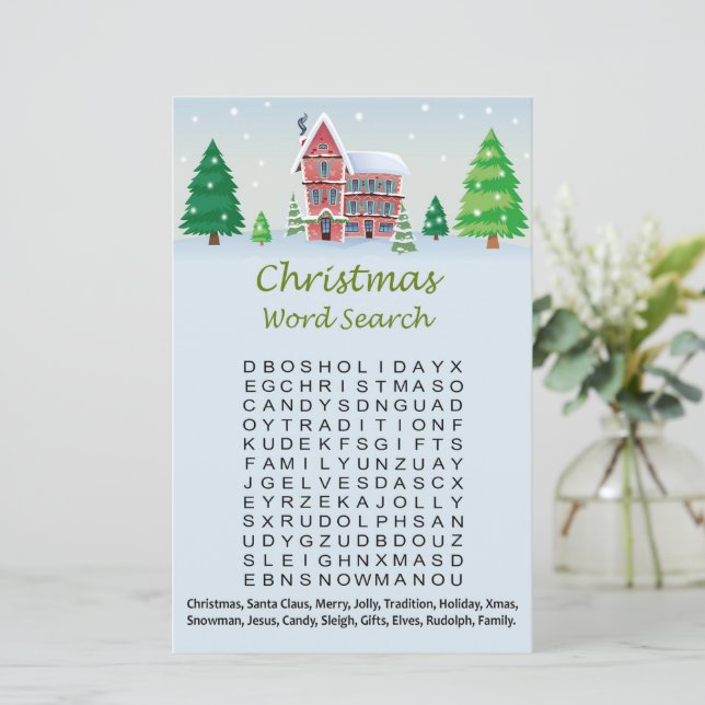 jeu de recherche de mots de Noël maison de Noël (Debout devant)
