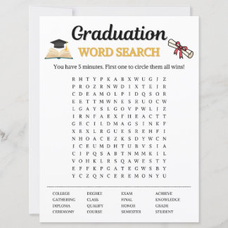 Jeu de recherche de mots de remise de diplôme