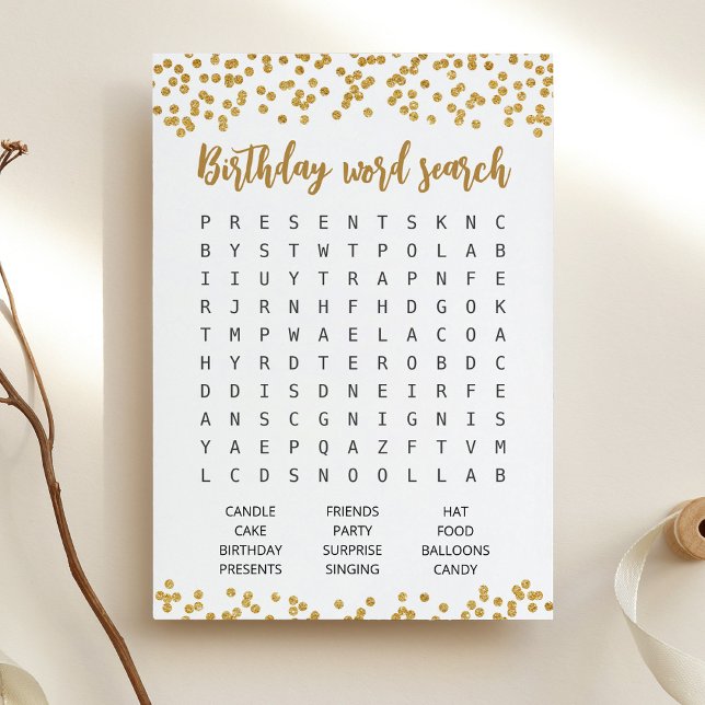 Jeu de recherche de mots pour anniversaire Carte d (Créateur téléchargé)