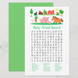 Jeu de recherche de mots pour Baby Shower à la fer