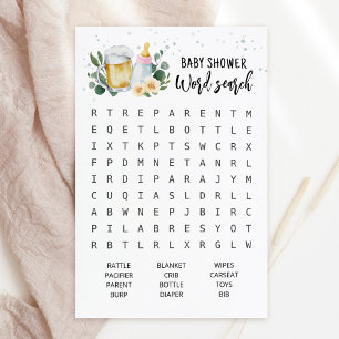 Jeu de recherche de mots pour Baby Shower Baby Is 