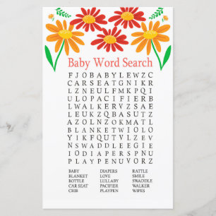 Jeu de recherche de mots pour baby shower Camomill