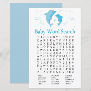 Jeu de recherche de mots pour Baby Shower Dauphin