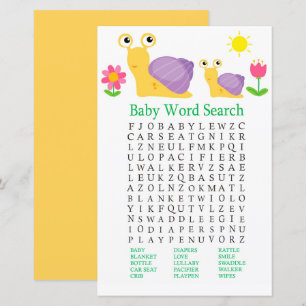 Jeu de recherche de mots pour Baby Shower escargot