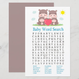 Jeu de recherche de mots pour Baby Shower Family h