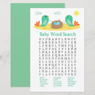 Jeu de recherche de mots pour Baby Shower sur les 