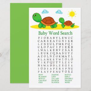 Jeu de recherche de mots pour Baby Shower Tortue