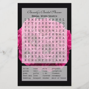 Jeu de recherche de mots pour la fête nuptiale - R