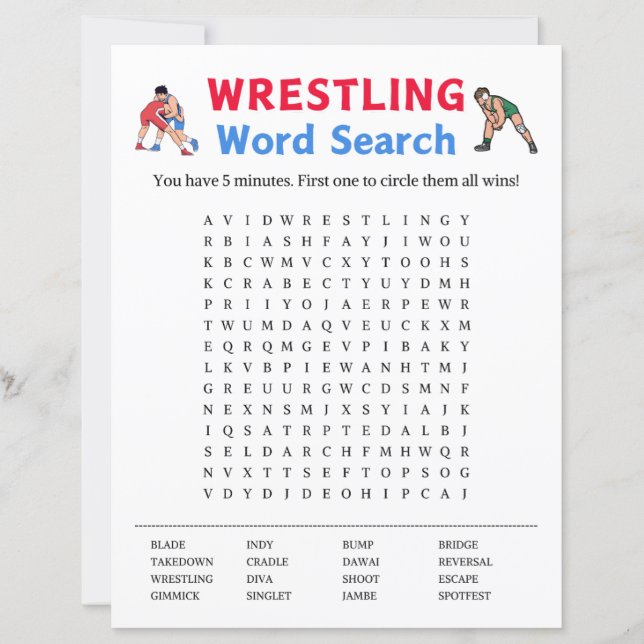 Jeu de recherche Word de lutte (Devant)