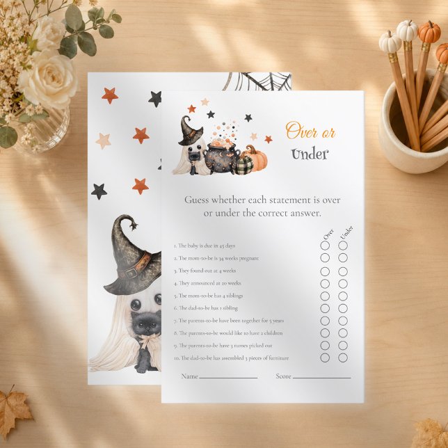Jeu de révélation de sexe Halloween Over ou Under (Over or Under Halloween Gender Reveal Game)