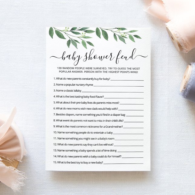 Jeu de rivalité avec carte de fête Baby Shower ave (Créateur téléchargé)
