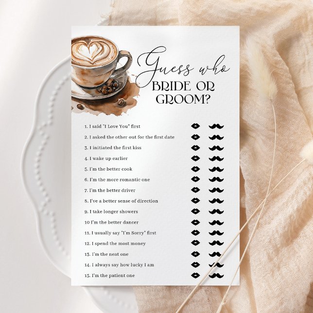 Jeu de Salle de Mariage Café Devinez Qui est la Ma (Créateur téléchargé)
