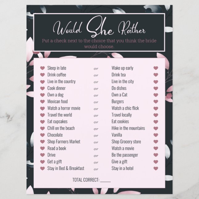 Jeu de Salle de Mariée Elle Préfèrerait Rose Navy (Devant)