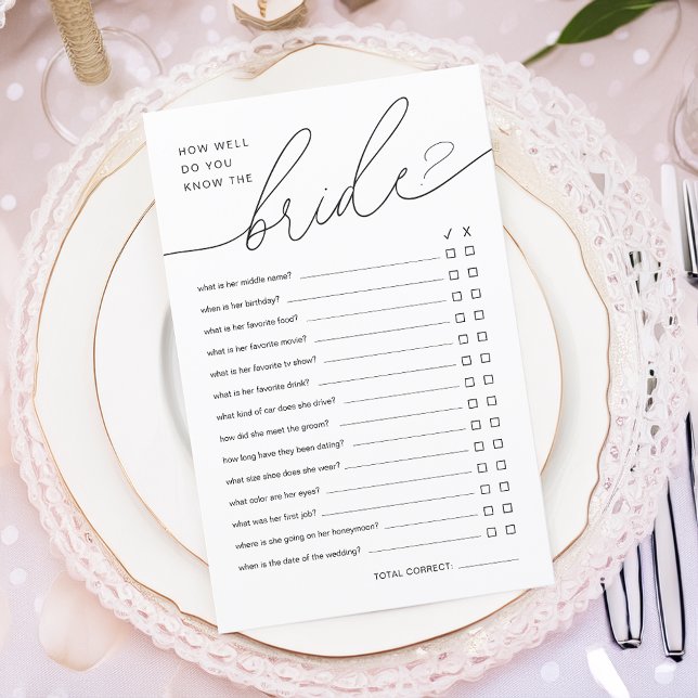 Jeu de Salle de Mariée Moderne : Connaissez-Vous B (Modern How Well Do You Know The Bride Shower Game)