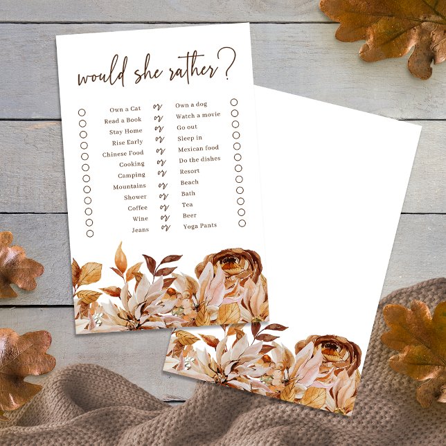 Jeu de Salle de Mariée 'Préfèrerait-Elle' (Would She Rather Bridal Shower Game
)
