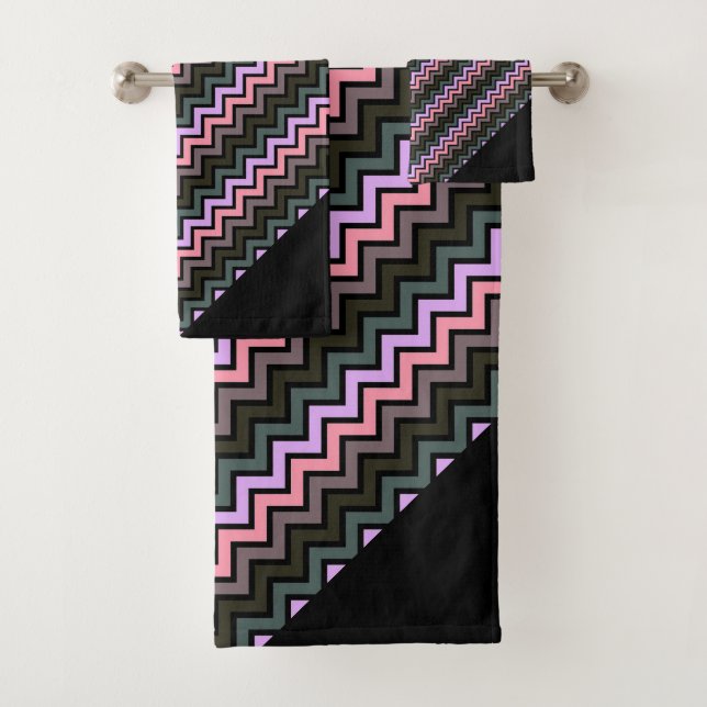 JEU DE SERVIETTES ABSTRAITES LUXE CHEVRON PASTEL N (En situation)