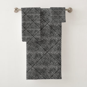 JEU DE SERVIETTES BLANC NOIR LUXE LEOPARD