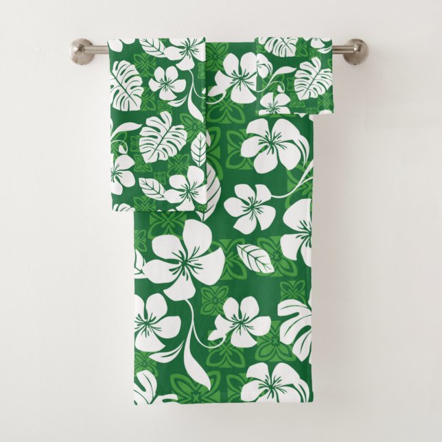 JEU DE SERVIETTES DE BAIN ALOHA VENDREDI (VERT) (En situation)