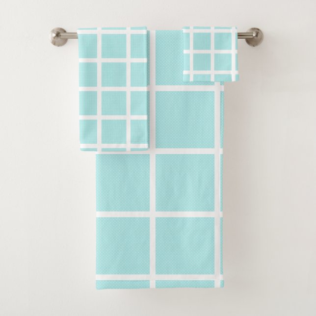 JEU DE SERVIETTES DE BAIN BLANC LUXE BLEU (En situation)