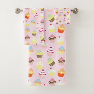 JEU DE SERVIETTES DE BAIN CUPCAKES DOUCES
